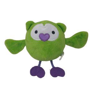 Oriental Trading Company Round Light Green And Purple Heart Owl Plush 5"
